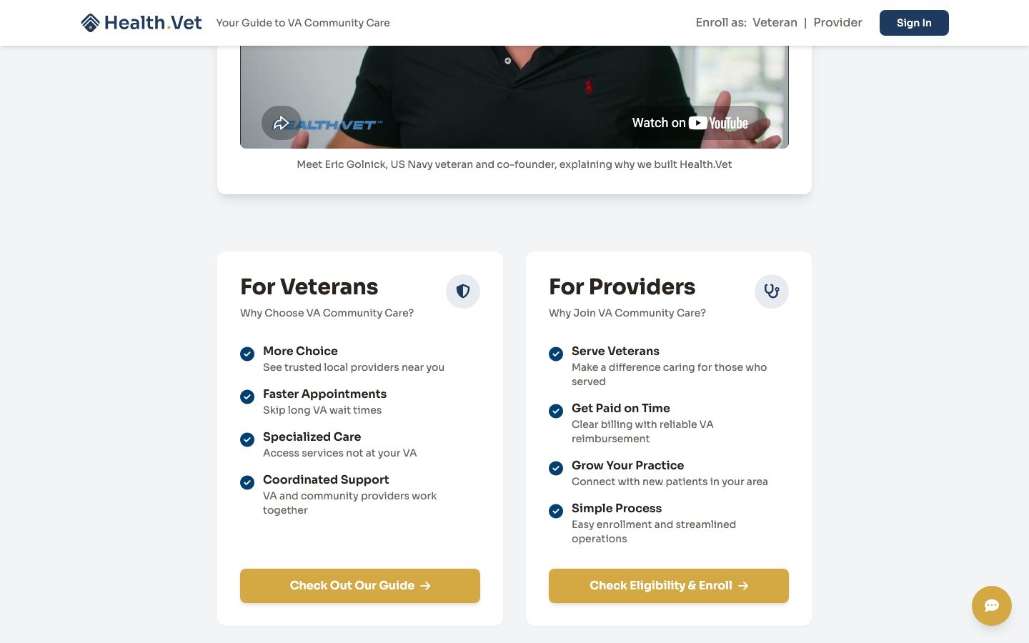 Paths for veterans and providers